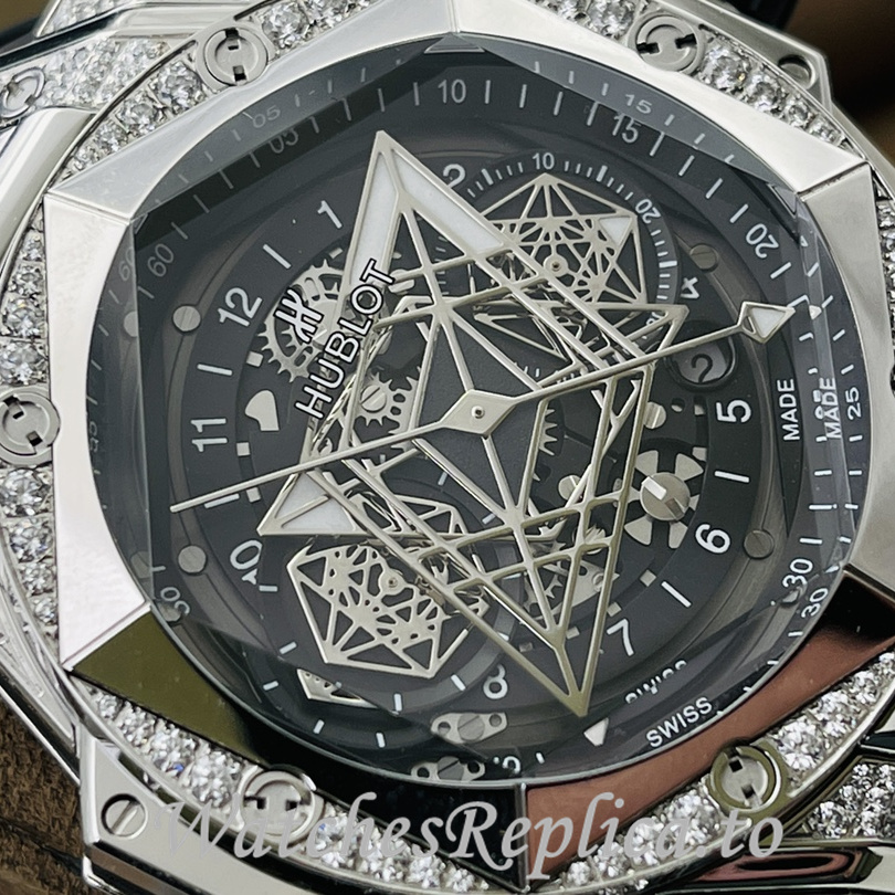 Hublot Replica Big Bang Sang Bleu II Rubber strap 45MM - WatchesReplica.is