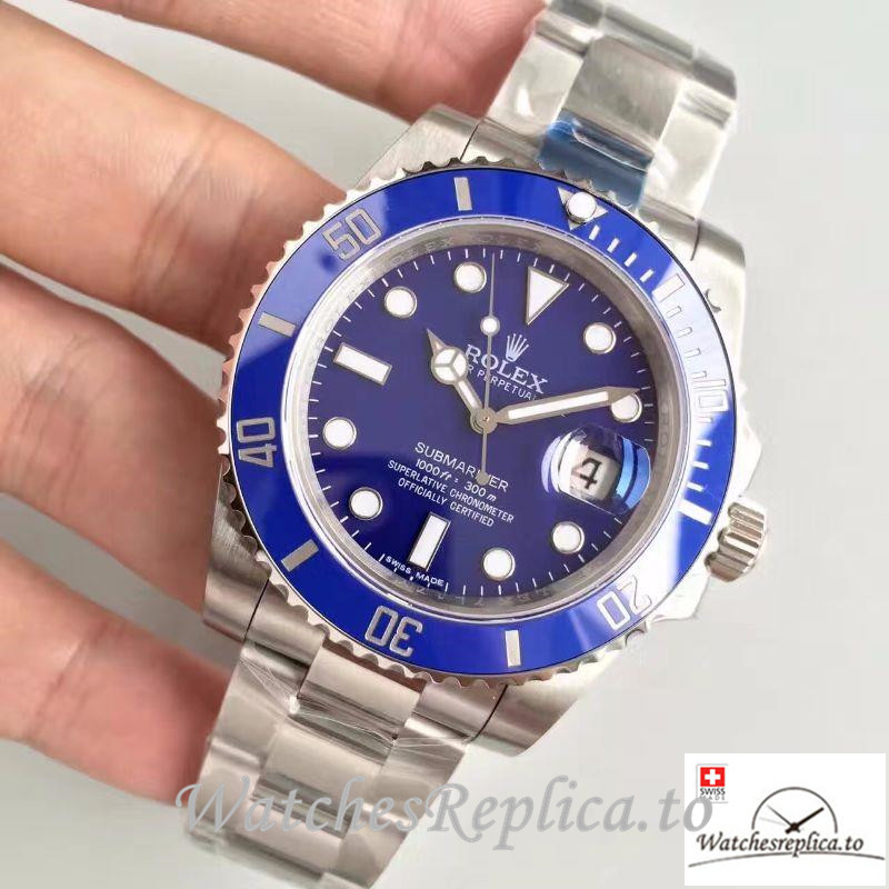 Swiss Rolex Submariner Date Replica 116619LB Silver Strap 40MM - WatchesReplica.is