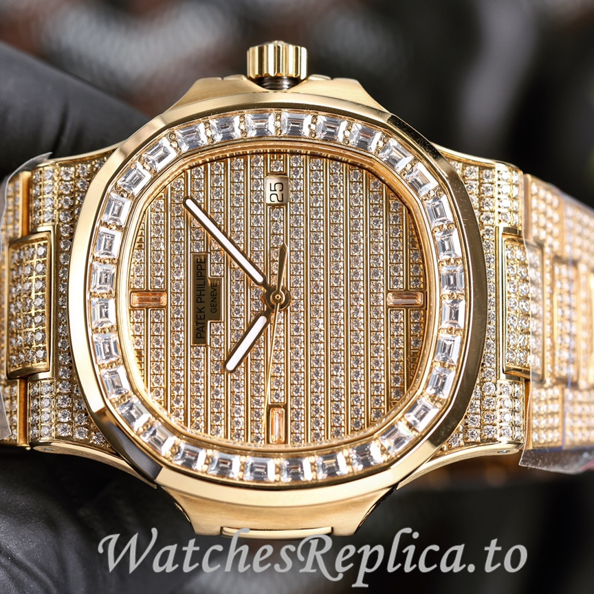 Patek Philippe Replica Nautilus 5711 Diamonds paved strap 40MM - WatchesReplica.is