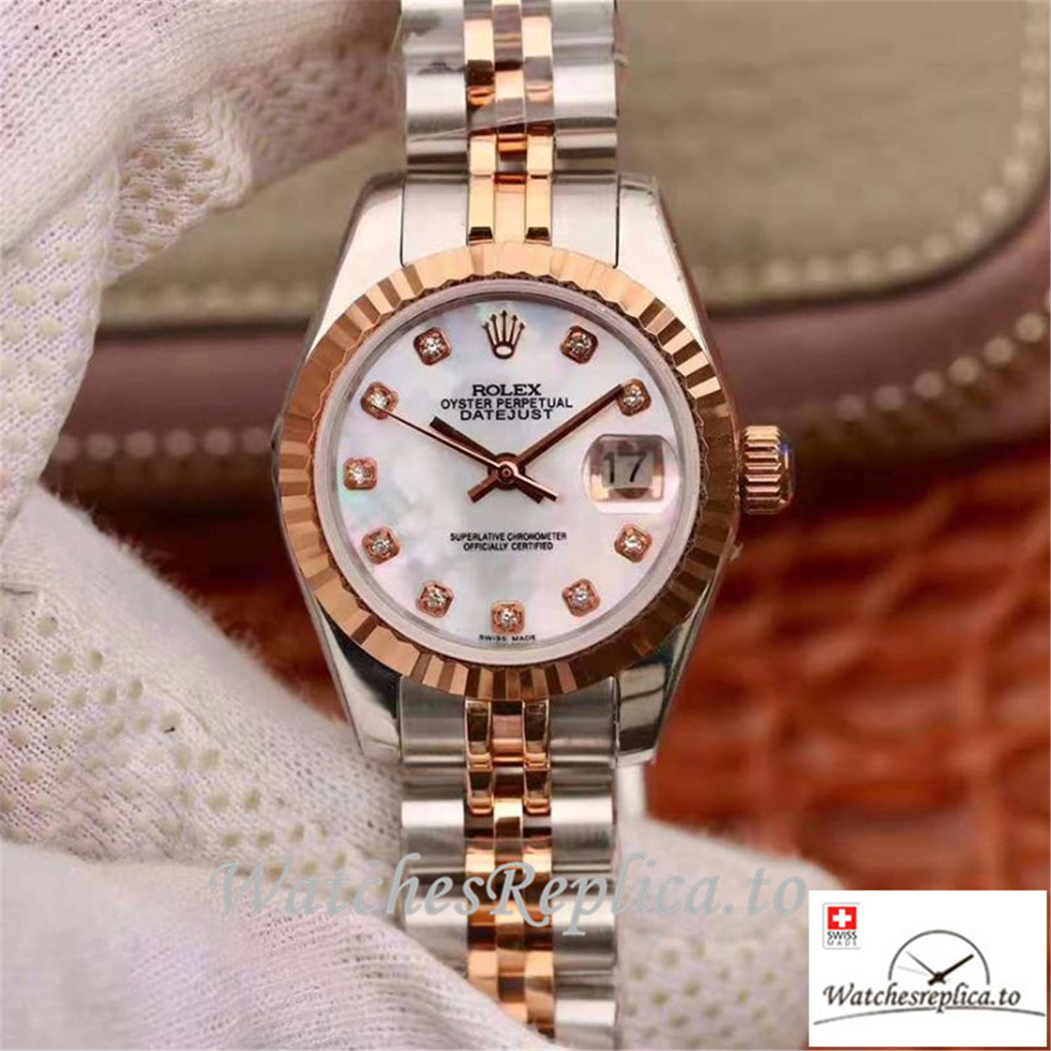 Swiss Rolex Datejust Replica 19968 White Dial 28MM - WatchesReplica.is