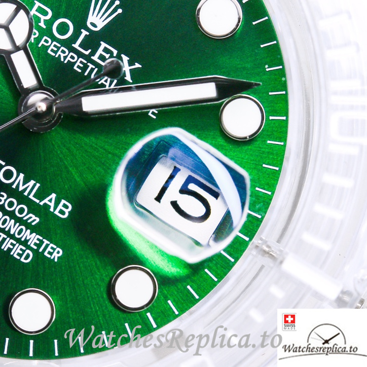Swiss Rolex Submariner Replica Rubber strap 40MM PHANTOMLAB&ROLEX Green Dial - WatchesReplica.is