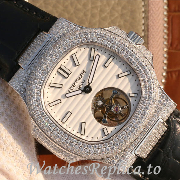 Patek Philippe Replica Nautilus Leather strap 40MM - WatchesReplica.is