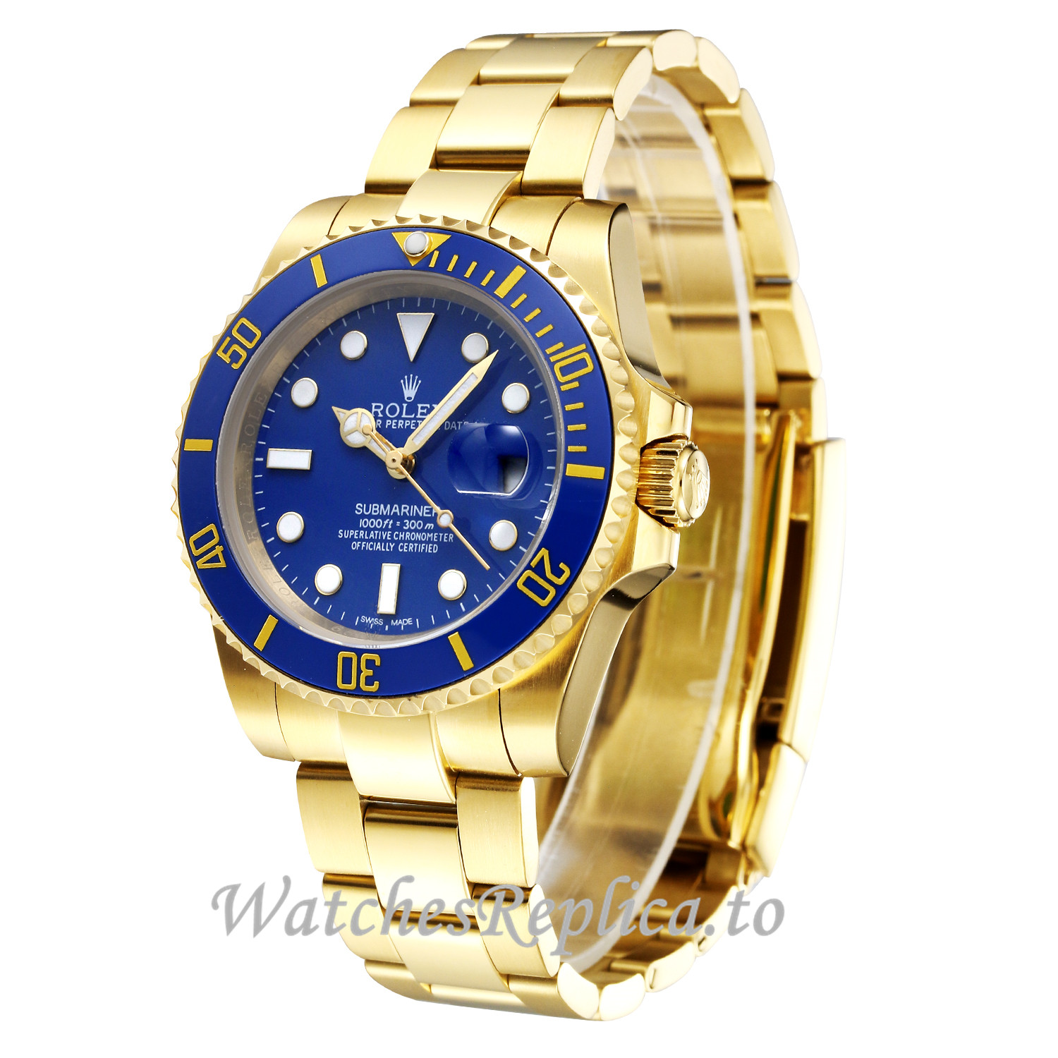 Swiss Rolex Submariner Replica Blue Dial 16618 - WatchesReplica.is