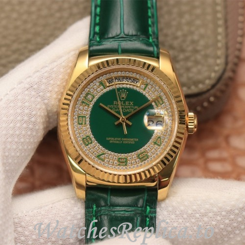 Swiss Rolex Day Date Replica 118138 Leather strap 36MM - WatchesReplica.is