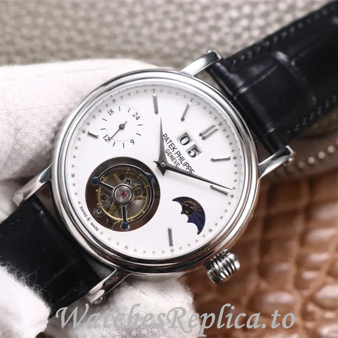 Patek Philippe Replica Complications Leather Rubber strap 42MM - WatchesReplica.is