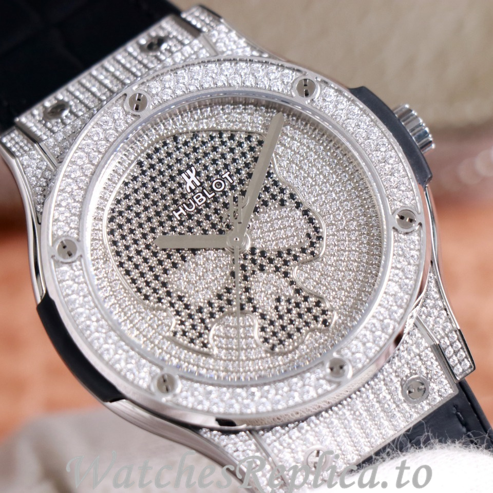 Hublot Replica Full drill series Leather strap 45MM - WatchesReplica.is
