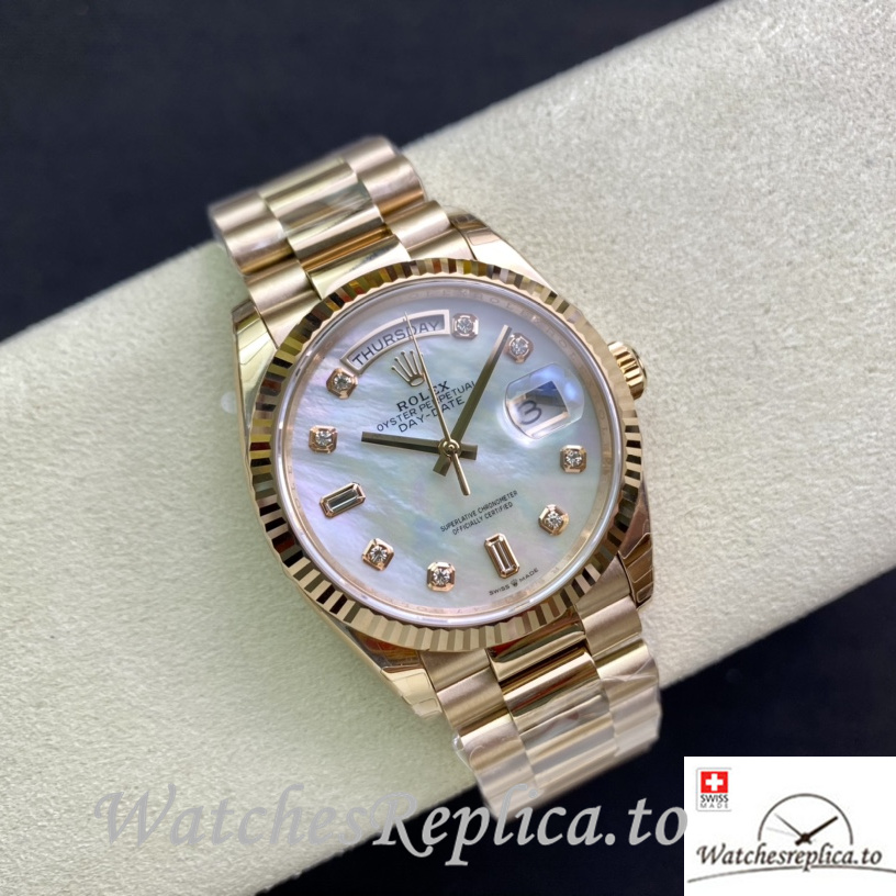 Swiss Rolex Datejust Replica 126233 Rose Gold strap 36MM - WatchesReplica.is