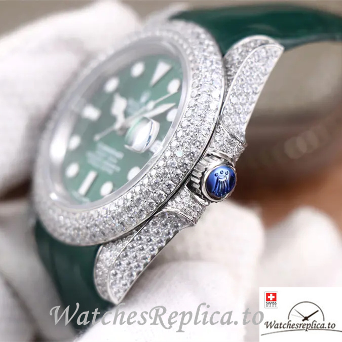 Swiss Rolex Submariner Replica Leather strap 40MM - WatchesReplica.is