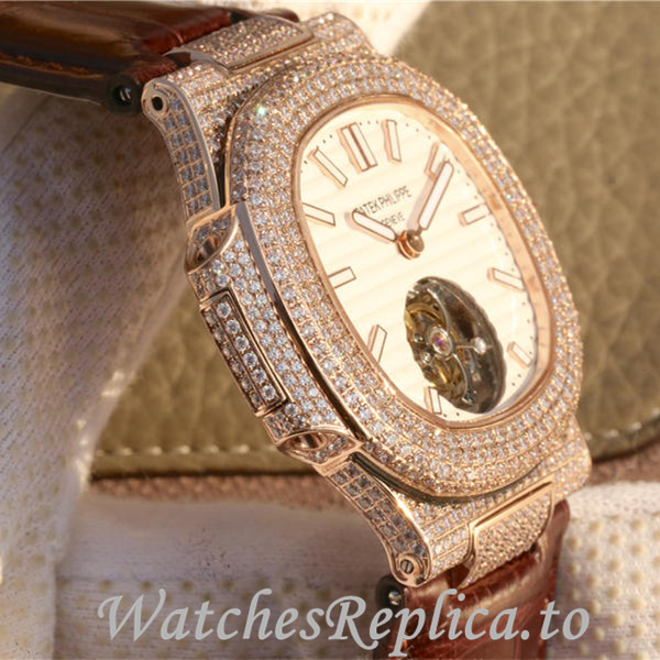 Patek Philippe Replica Nautilus Leather strap 40MM - WatchesReplica.is