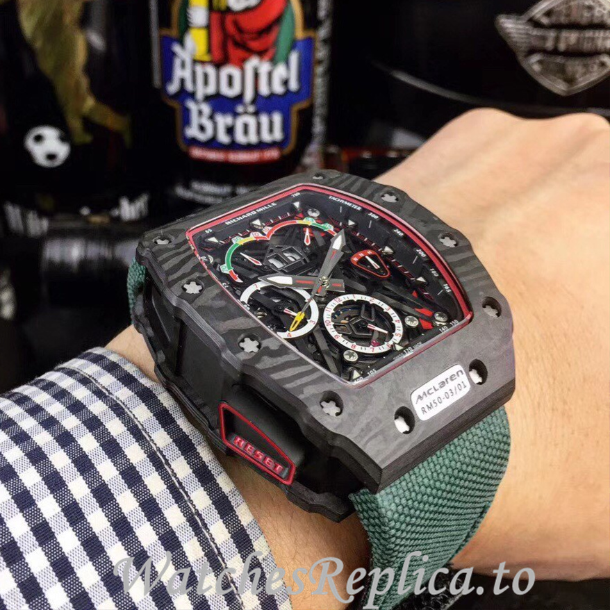 Richard Mille Replica RM011 Canvas strap 50MM - WatchesReplica.is
