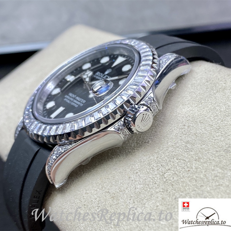 Swiss Rolex Yacht Master Replica 226679TBR Rubber strap 42MM Black Dial - WatchesReplica.is