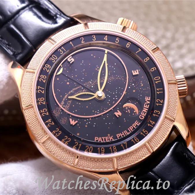Patek Philippe Replica Complications Leather strap 42MM - WatchesReplica.is