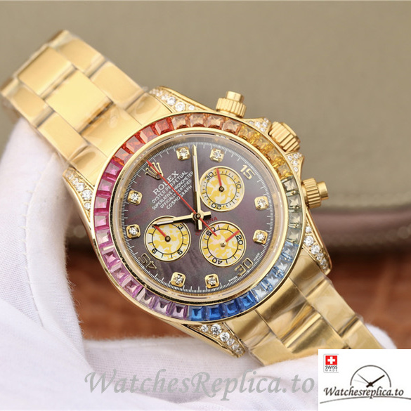 Swiss Rolex Daytona Replica 116598RBOW Yellow Gold strap 40MM - WatchesReplica.is
