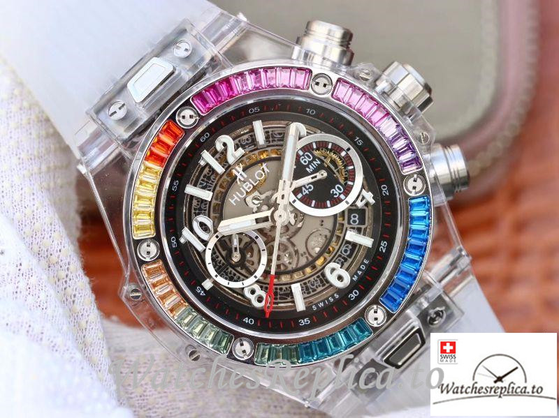 Swiss Hublot Big Bang Unico Replica 411.JX.4802.RT White Transparent Strap 45MM - WatchesReplica.is