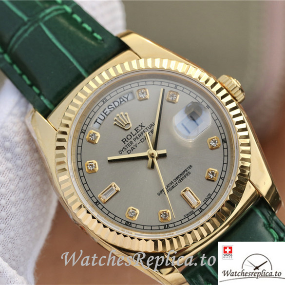 Swiss Rolex Day-Date Replica 118138-0135 Leather strap 36MM - WatchesReplica.is