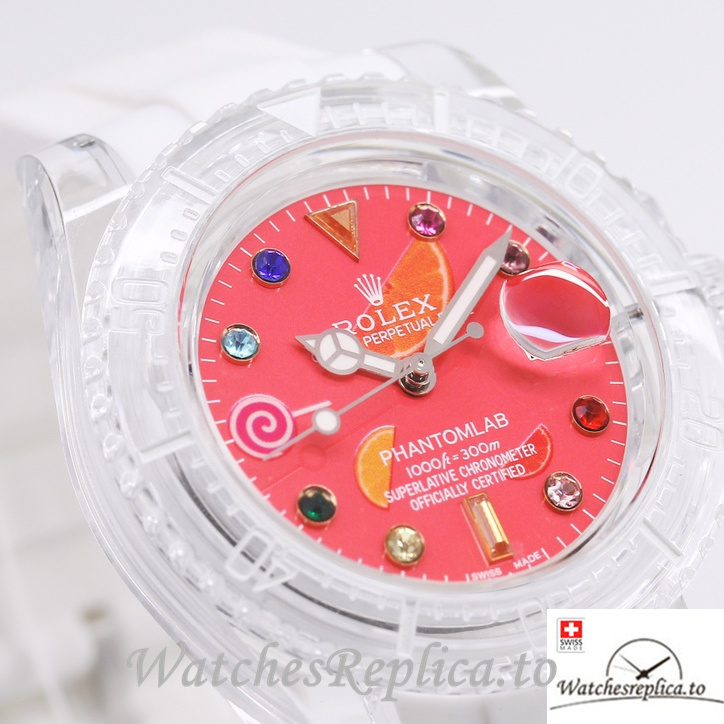 Swiss Rolex Submariner Replica Rubber strap 40MM PHANTOMLAB&ROLEX Red Dial - WatchesReplica.is