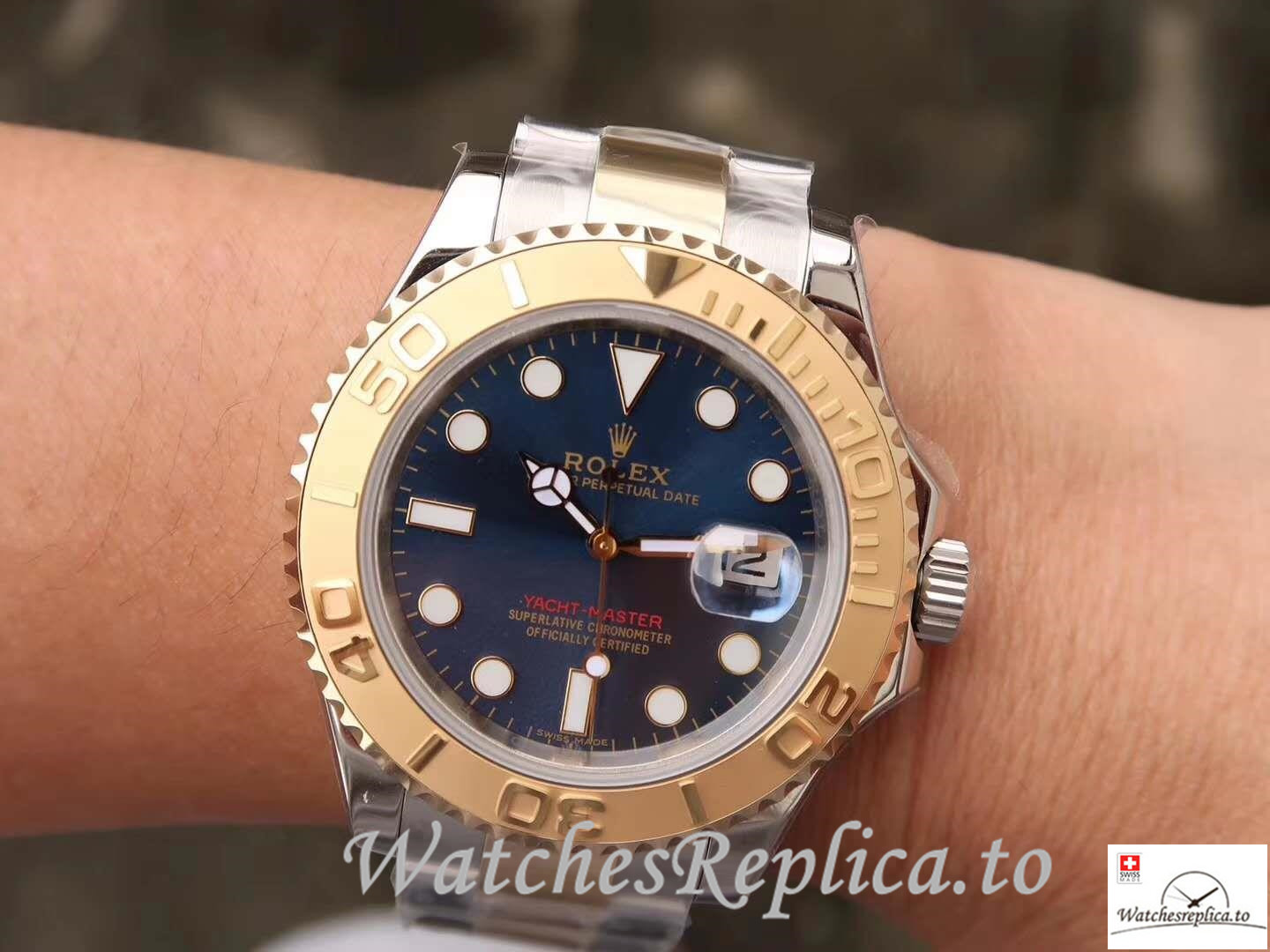 Swiss Rolex Yacht Master Replica 116623 Gold Bezel 40MM - WatchesReplica.is