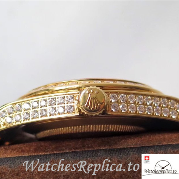 Swiss Rolex Day Date Replica Yellow Gold strap 40MM - WatchesReplica.is