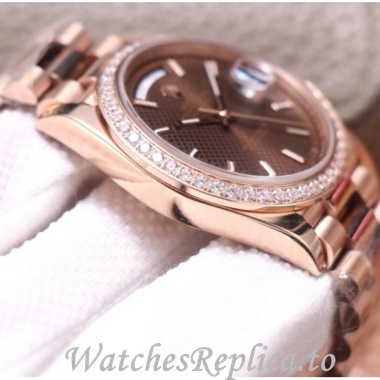 Swiss Rolex Day Date Replica 228345 Rose Gold strap 40MM - WatchesReplica.is