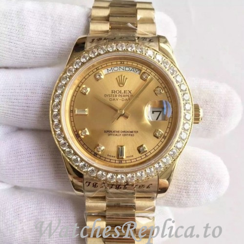 Swiss Rolex Day Date Replica 228348 Yellow Gold strap 40MM - WatchesReplica.is