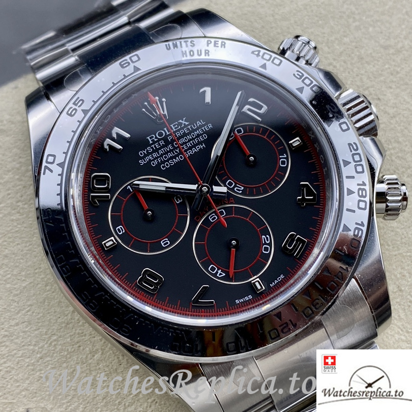 Swiss Rolex Daytona Replica 116509 Stainless steel strap 40MM Black Dial Numbers Marks - WatchesReplica.is