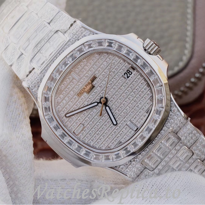 Patek Philippe Replica Nautilus 5719 White Gold strap 40MM - WatchesReplica.is