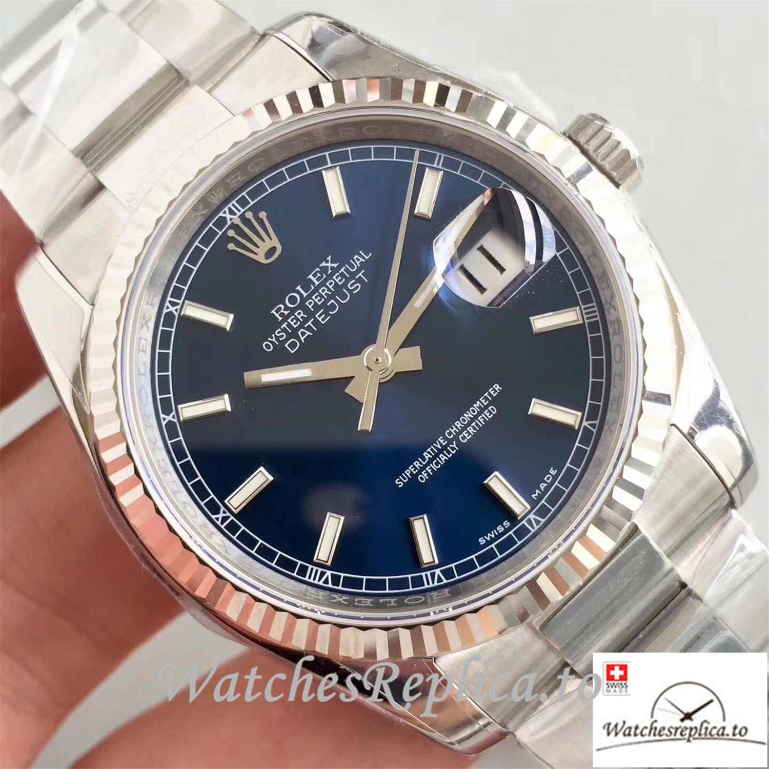 Swiss Rolex Datejust Replica 116234 001 Blue Dial 36MM - WatchesReplica.is