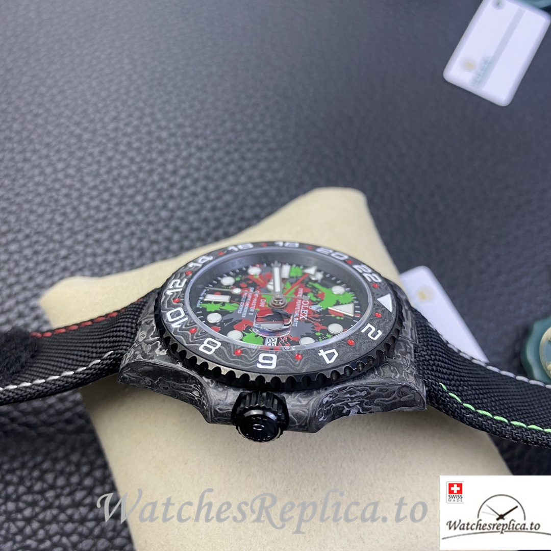 Swiss Rolex GMT Master Electro Carbon Carbon fiber strap 40MM - WatchesReplica.is