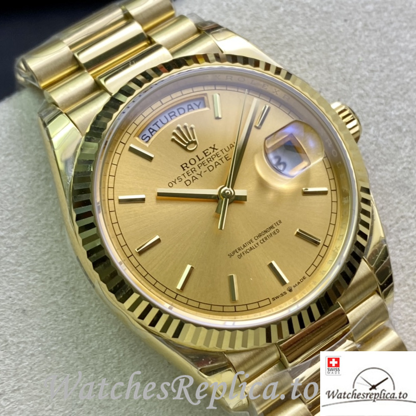 Swiss Rolex Datejust 126233 Replica Yellow Gold strap 36MM - WatchesReplica.is