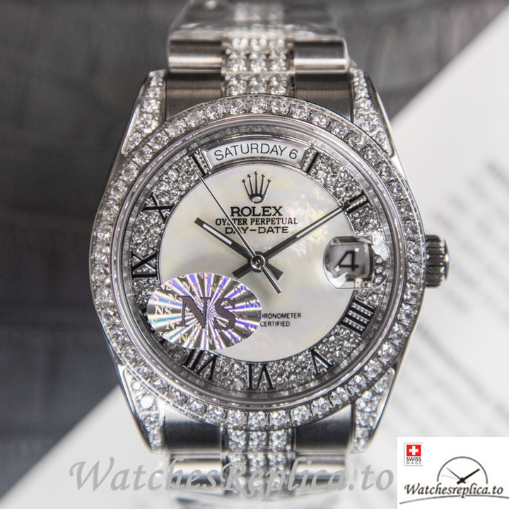 Swiss Rolex Day Date Replica Stainless steel strap 40MM - WatchesReplica.is