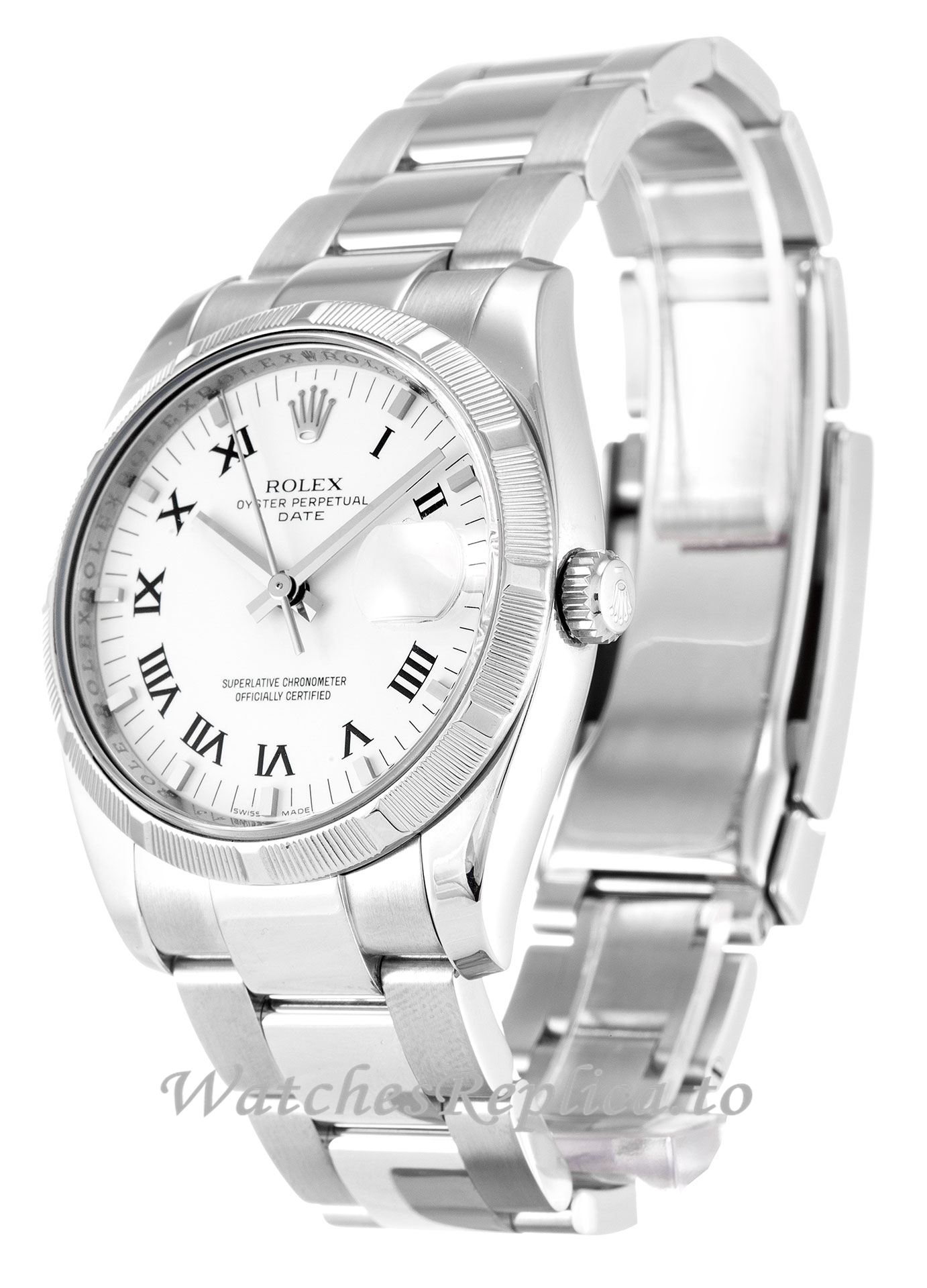 Rolex Oyster Perpetual Date White Dial 115210-34 MM - WatchesReplica.is