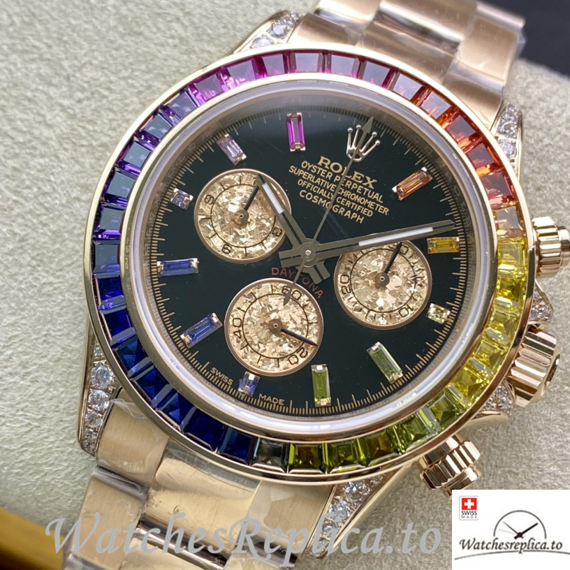 Swiss Rolex Daytona 116598RBOW Replica Rose Gold strap 40MM - WatchesReplica.is