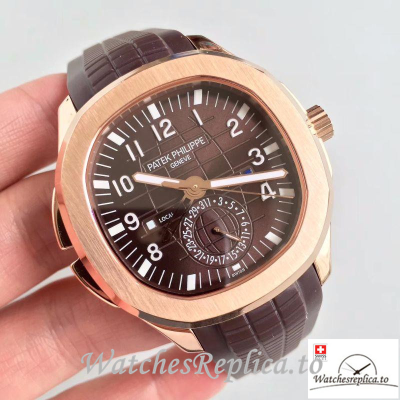 Swiss Patek Philippe Aquanaut Travel Time Replica 5164R-001 Dark Brown Strap 40.5MM - WatchesReplica.is
