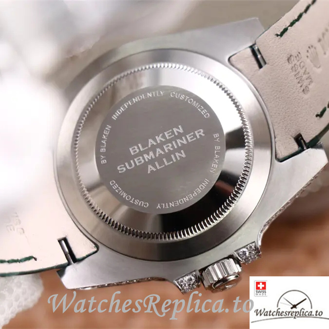 Swiss Rolex Submariner Replica Leather strap 40MM - WatchesReplica.is