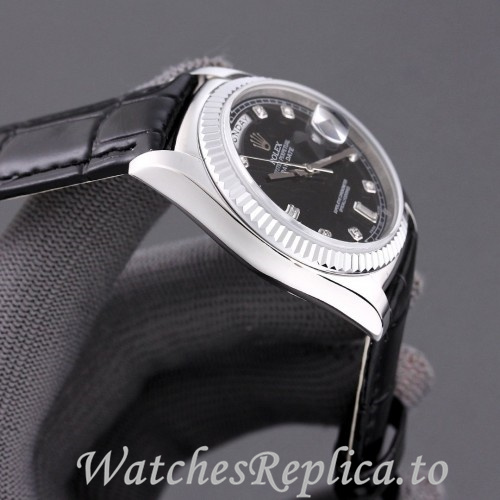 Swiss Rolex Day Date Replica 118139 Leather strap 36MM - WatchesReplica.is