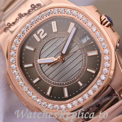 Patek Philippe Replica Nautilus 7011 Rose Gold strap 32MM - WatchesReplica.is