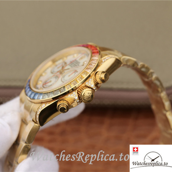 Swiss Rolex Daytona Replica 116598RBOW Yellow Gold strap 40MM - WatchesReplica.is