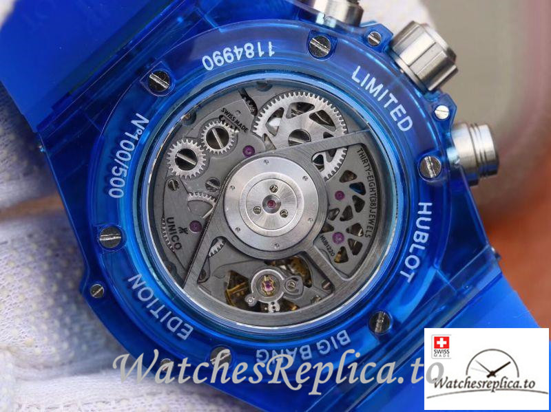 Swiss Hublot Big Bang Unico Replica 411.JX.4802.RT 001 Blue Transparent Strap 45MM - WatchesReplica.is