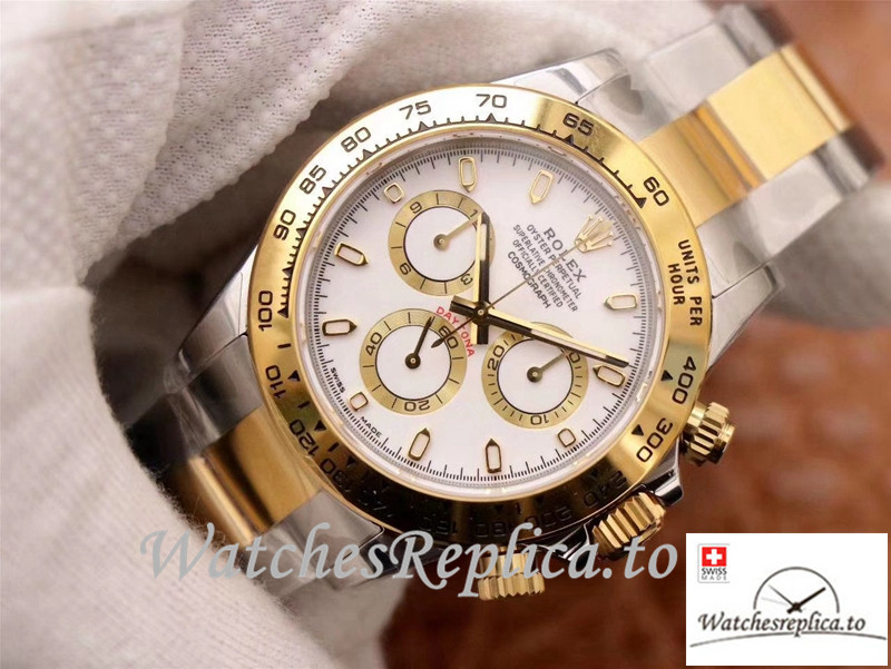 Swiss Rolex Daytona Cosmograph Replica M116503-0001 Silver And Gold Strap 40MM - WatchesReplica.is