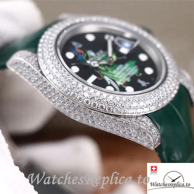 Swiss Rolex Submariner Replica Leather strap 40MM - WatchesReplica.is