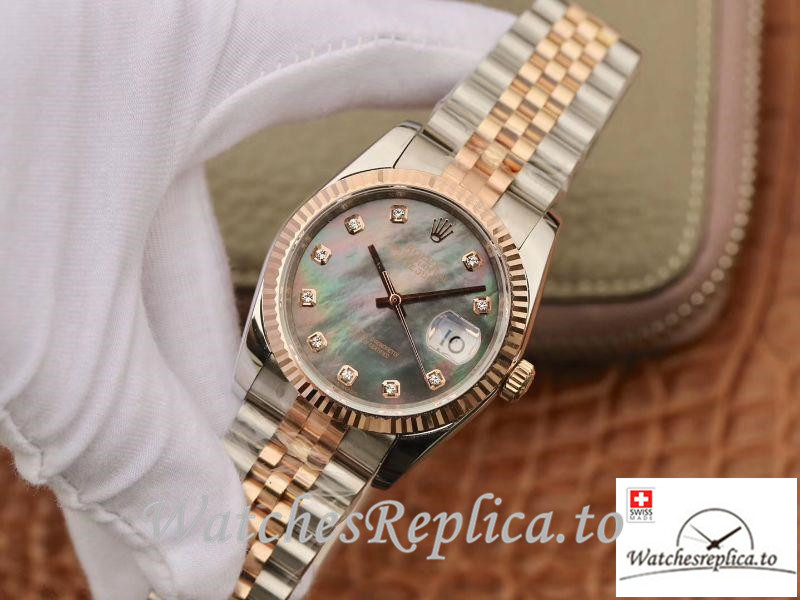 Swiss Rolex Datejust Replica 116233 005 Rose Gold Bezel 36MM - WatchesReplica.is