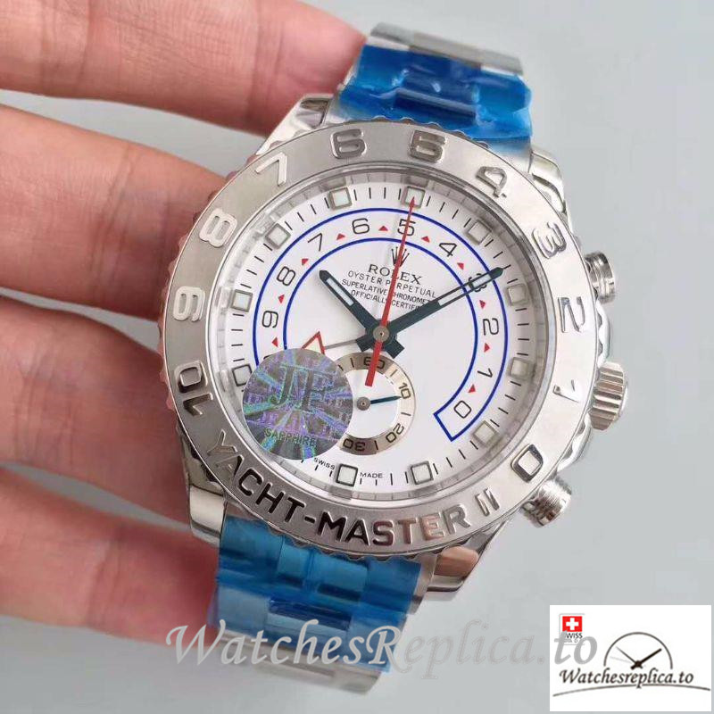 Swiss Rolex Yacht Master II Replica 116689 Silver Bezel 44MM - WatchesReplica.is