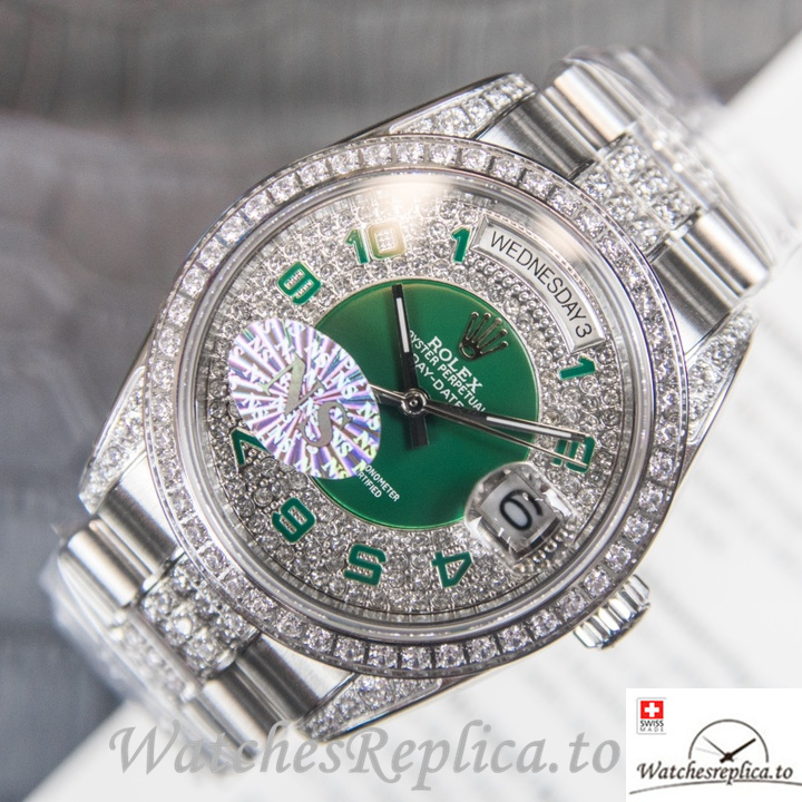 Swiss Rolex Day Date Replica Stainless steel strap 40MM - WatchesReplica.is