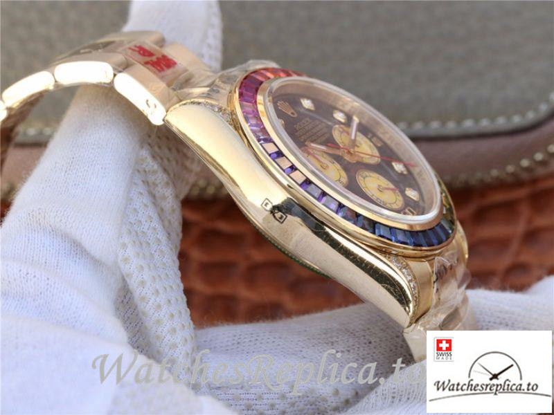 Swiss Rolex Daytona Cosmograph Replica 116598RBOW Gold Strap 40MM - WatchesReplica.is