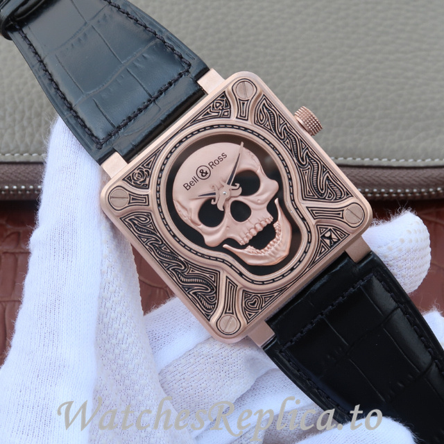 Bell Ross Replica Aviation BR01 Leather strap 46MM - WatchesReplica.is