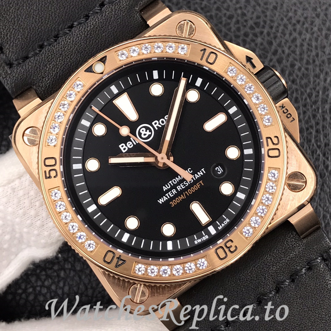 Bell Ross Replica BR 03 BR0392-D-G-BR/SCA Leather strap 42MM - WatchesReplica.is