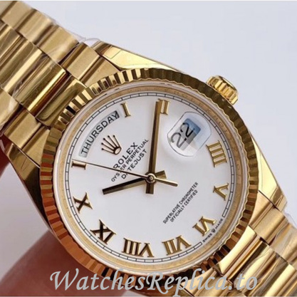 Swiss Rolex Day Date Replica 128238 Yellow Gold strap 36MM - WatchesReplica.is