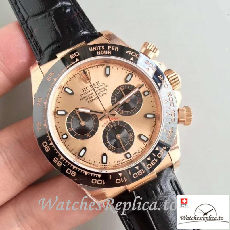 Swiss Rolex Daytona Cosmograph Replica 116515LN 004 Black Strap 40MM - WatchesReplica.is