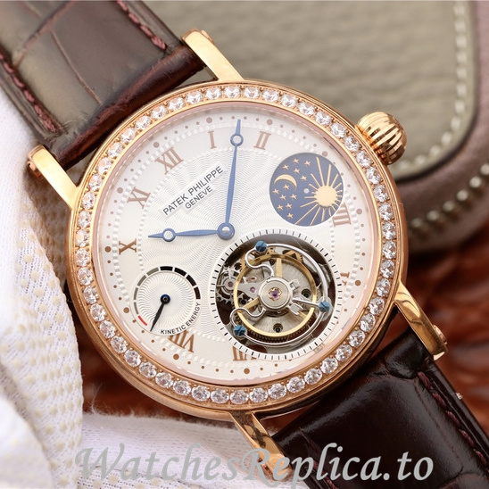 Patek Philippe Replica Complications Leather strap 42MM - WatchesReplica.is