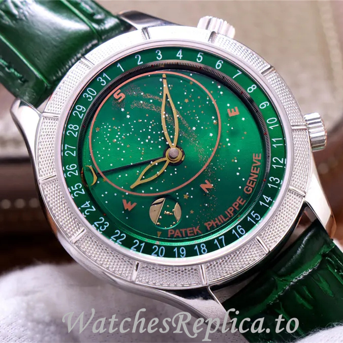 Patek Philippe Replica Complications Leather strap 42MM - WatchesReplica.is